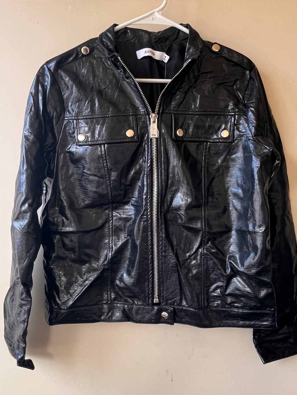 NWT JustFab Black Faux Leather Jacket Size M